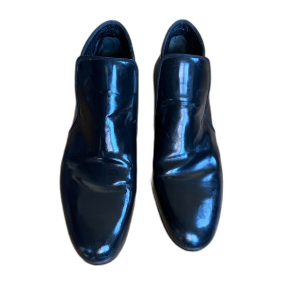 CELINE Paris Black Patent Leather Pull Up Chelsea Boots Shoes  Women's EU40 US10 - Picture 1 of 9